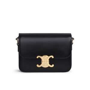 Celine Women Triomphe Teen Bag In Schwarz Shiny Calf Leather